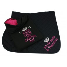 Personalised Ladies Embroidered Diamante Saddle Cloth & Matching Hoodie Gift Set